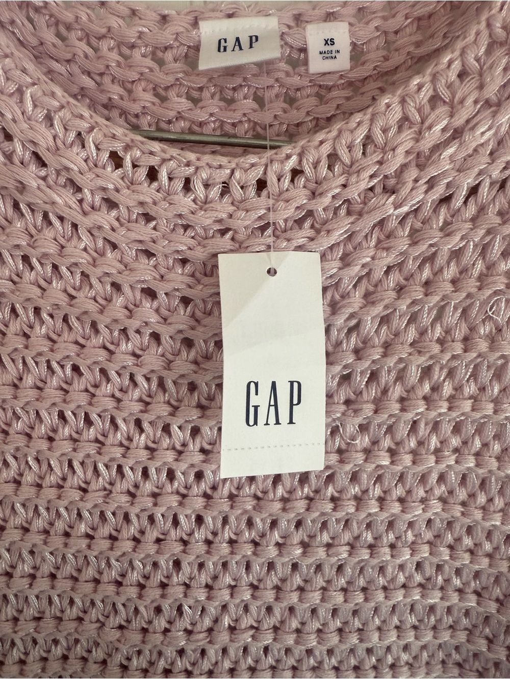 GAP Pink Crochet Tank Top Size XS Lace-up sides - Picture 2 of 5